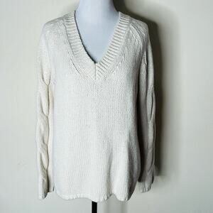 Velvet by Graham & Spencer Ivory Cable Knit Sweater